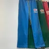 Heren broek kroon borduurwerk zweetbroek mannen vrouwen 1 1 topkwaliteit rood groen patchwork pocket broek broek t221205
