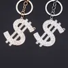 Chaves do dólar do dólar, símbolo americano símbolo prateado cor de chaveiro de chaveiro anel de corrente de anel de aço inoxidável de aço inteiro