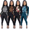 Plus Size Women Jumpsuits Designer 2023 Ny Sexig Slim Printed Zipper Fit Oversize Mock Romper Nightclub Dress 4 Colors