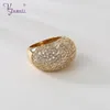 Wedding ringen stijl mode gouden kleur glanzende kristallen boog ring luxe oostenrijk zirkoon brede geschenken voor vrouw