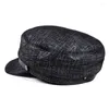 Berretti Novit￠ maschile in pelle vera in pelle piatta a rivet sottili cappelli da uomo capbita da baseball baseball women british blu scuro studenti casquette