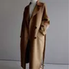 Herenjacks Long Trench Coats Women Wool Blended Jacke 2022 Luxe winterkleding dames Beige Elegant Koreaanse mode ET met riem T221206