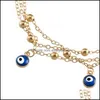 Cavigliere Cavigliera bohémien Lega Occhi azzurri Pendenti Perline Caviglie Catena Evil Eye Bracciale Donna Sandy Beach 1 5Zx K2B Gioielli con consegna a goccia Dhewh