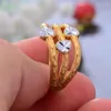 Wedding Rings Dubai Two Color 24k Gold For Women Engagement Gifts African Ringjewelry