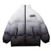 Piumino da uomo Parka Hip Hop Giacca oversize Parka Gradient Streetwear Uomo Harajuku Cotone Cappotto invernale imbottito Capispalla caldo Blu 221205