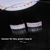 Stud -oorbellen zomer t diamantvierkant voor vrouwen paarse high carbon tuin serie luxe sieraden geschenk herdenkingsdag