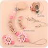 Baby Schnuller Clips Kette Blume Personalisierte Name DIY Neugeborenen Geschenke Beißringe Spielzeug Schnuller Brustwarzen Halter Clip Anti-verloren Ketten