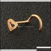 Nose Rings Studs Surgical Steel Heart Nose Stud Rings Screw Bend Piercing Jewelry Women Pin Uoxtw Drop Delivery Body Otqsj