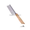 Dog Grooming Dog Grooming 20Cm Stainless Steel Tight Tooth Pet Comb Dogs Cat Hair Removal Single Row Straight Wooden Handle Beauty S Dhkxl