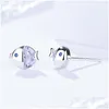 Charm Arrival Cute Tiny Fish Charm Earring Stud 925 Sterling Sier Women Gift Cz Jewelry Rhodium Plated C3 Drop Delivery Earrings Dh9Se