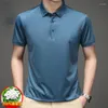 T-shirt da uomo Camicia di seta di gelso da uomo 2022 Polo da uomo estiva Top a manica corta Abiti casual larghi di ghiaccio di fascia alta