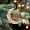 Fournitures de fête Guirlande en cascade pour cheminée Lustre Cristaux Lampe Animaux assis sur la lune Ornements Arbre de Noël DoublePrinted