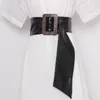 Belts Non-pin Buckle Adjustable Waist Belt Women Black Soft Patent Leather Wide Corset Strap Waistband Cinturon Mujer 2022