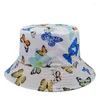 Beretten Fashion Butterfly Patroon emmer hoed mannen en vrouwen katoen buitenvisser strand vissen trip meisje boy xu117