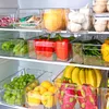 Otra organización de almacenamiento de cocina 1pc S / M / L 3 tamaños Organizador de refrigerador Plástico Transparente Cajón apilable Contenedores de alimentos con asas Accesorio 221205