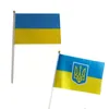 Drapeaux de bannière 20X28Cm drapeau de l'ukraine avec poteau blanc poignée mini drapeaux ukrainiens inventaire en gros livraison directe maison jardin Festiv Dhjad