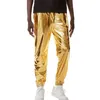 Erkekler Pantolon Parklees Gold Gümüş Metalik Parlak Sweiny Metal Topular Erkek Parti Gece Kulübü DJ Rock Hip Hop Pantolon Moda Uygun Düz Bacak Pantolonları 3XL T221205