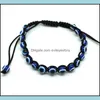 Bracelets De Charme De Mode Résine Perle Evil Blue Eye Charms Bracelet Mticolor Corde Corde Bracelets Tressés Bracelets Pour Les Amoureux Adjustabl Dhgu3