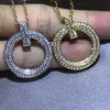 2022 Fashion Brand Pendant Necklace Luxury Full Diamond Crystal T Necklace For Women Classic Korean Designer Rostfritt stål Halsband smycken gåva