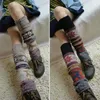 Knee Pads Winter Over Long Knit Cover Crochet Women Legging Warm Striped Christmas Print Pile Of Socks Thigh Legwarmers