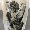 メンズTシャツ黒と白の手描きの印刷Tシャツホームレトロ春の夏のトレンドルーズショートスリーブ