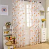 Cortina Modern Orange Sunflowers Impresso para sala de estar francesa tule rústica cozinha varanda de vidro porta decoração