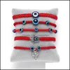 Charm Bracelets Blue Evil Eye Chain Women Men Braided Red Rope Charm Bracelet Double Beads Jewelry Bracelets Adjustable 1 55Yh G2B D Dhxmr