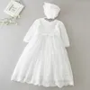 First Communion Robes Long Berning Robe de baptême des enfants Robe de mariée de mariée