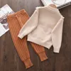 Zestawy odzieży Melario jesienna zima moda Dziewczyny dzianki grube ubrania Dzieci ciepłe spodnie swetra długiego rękawu 2pc