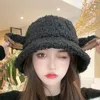 Wide Brim Hats Bucket Lamb Faux Fur Hat Cute Sheep Ear Winter Warm for Women Lady Thicken Bob Panama Outdoor Fisherman Caps Girls 221205