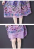 Robes décontractées 2022 printemps automne vintage femmes col montant manches longues robe de broderie violette femme douce une fleur de lin