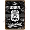 Route 66 Pittura in metallo Poster Targa in metallo Targa da parete Poster Vintage Retro Estetica Room Decor Decorazione di arte della parete Man Cave 20cmx30cm Woo