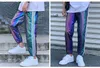 Herenbroek zomer laser hologram sympony chic broek gloosy heldere dans heup casual elastische taille broek preppy stijlvolle T221205