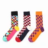 Chaussettes pour hommes marque de mode hommes colorés carrés équipe d'affaires nouveauté drôle heureux Style britannique robe chaussette Compression