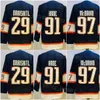 2023 Reverse Retro Hockey 97 Maillots Connor McDavid 99 Wayne Gretzky 29 Leon Draisaitl 93 Ryan Nugent-Hopkins 36 Jack Campbell Cousu Équipe Bleu Blanc Orange Sport