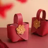 Cadeau cadeau 10/20pcs boîte de bonbons de mariage à main créative avec des fournitures de fête de fleurs en cuir emballage de sac