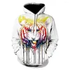 Felpe con cappuccio da uomo Alla moda 3D Glow Tiger Abbigliamento da uomo Felpa con cappuccio animale Ultimo designer Pullover casual per adolescenti di alta qualità