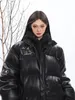Kadınlar Down Parkas Kış Tasarım Metal PU Deri Pamuk Yastıklı Ceket Kadın Korece Versiyon Kalınlaştırılmış Stand Yaka Ekmek Moda 221205