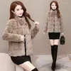 Dames vacht hoogwaardige faux mink jas mode dames winter jas kort verdikte imitatie fluweel harige houd warme overjas