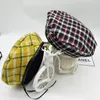 Chapeaux INS femme classique Plaid bérets marque Style automne hiver Paris chapeau rouge pied-de-poule béret réglable 2 couleurs Gorras