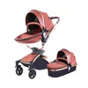 عربات العلامات التجارية مصممة Baby 3 in 1 pram الفاخرة للعبور المولودة Pu Leather High Landscape Trolley Car 360 Soft Charsiate Shell Soft