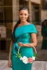 African Girls Hunter Green Bridesmaid Dresses Elegant One Shoulder Mermad Backless Pleats Peplum Long Maid of Honor Gowns BM1914