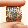 Med sidogenar Bohemian Rainbow Evil Eye Rhinestone Filled Gold Rings for Women Vintage Ladies Midi Kunle Finger Ring Set 824 Z2 DH4EN