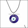 Sleutelringen 10 -stcs/lot Vintage Sier Turkse traanblauw glas Evil Eye Charm Keychain Gifts Fit Key Chains Accessoires Sieraden 553 Z2 DHVMG