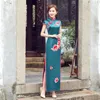 Etniska kläder moderna kinesiska bröllop traditionella klänningar lång cheongsam klänning broderi qipao siden elegant qi pao sommar kvinnor sexig