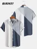 Camisas casuales de hombres 2022 Harajuku Camisa de solapa de manga corta para hombres Simple 3D estampado a rayas de rayas de gran tamaño para hombres