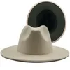 Bérets classique noir blanc Patchwork laine feutre Fedora chapeau Simple unisexe coton Polyester large bord Panama vente en gros