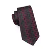 Papillon SN-584 Nero Dimgray Rosso Cravatta geometrica Hanky Gemelli Set da uomo in seta per uomo Festa di nozze formale Sposo