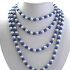Beau collier de perle d'eau douce blanc 80 "Blue Lapis Lazuli