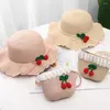 Шляпы лето дети солома красочная кисточка Pompom Princess Mabd Girls Hats Дети дышащие солнцезащитные кремы пляж Sun Bonnet 2022